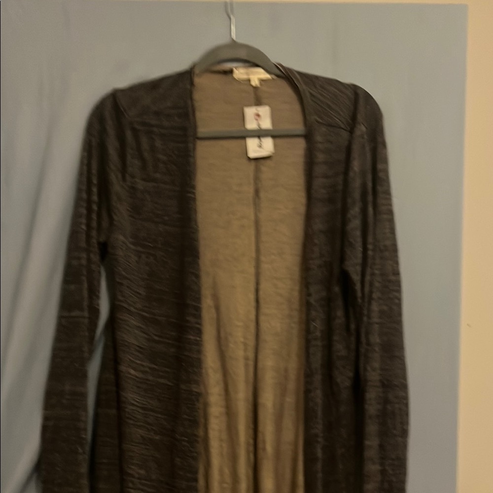 Gilded Intent brown / cream Cardigan Sweater with Textured Design